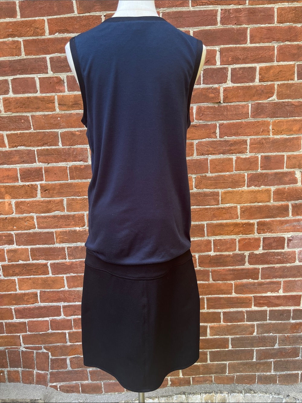 Helmut Lang Two Tone Black Blue Asymmetrical Draped Sleeveless Dress - Picture 3 of 7